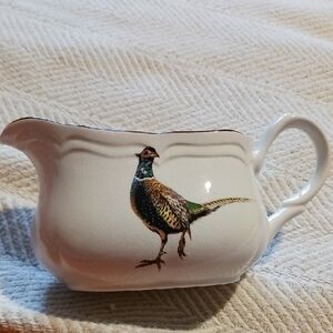 White Gravy Boat with Pheasant Design